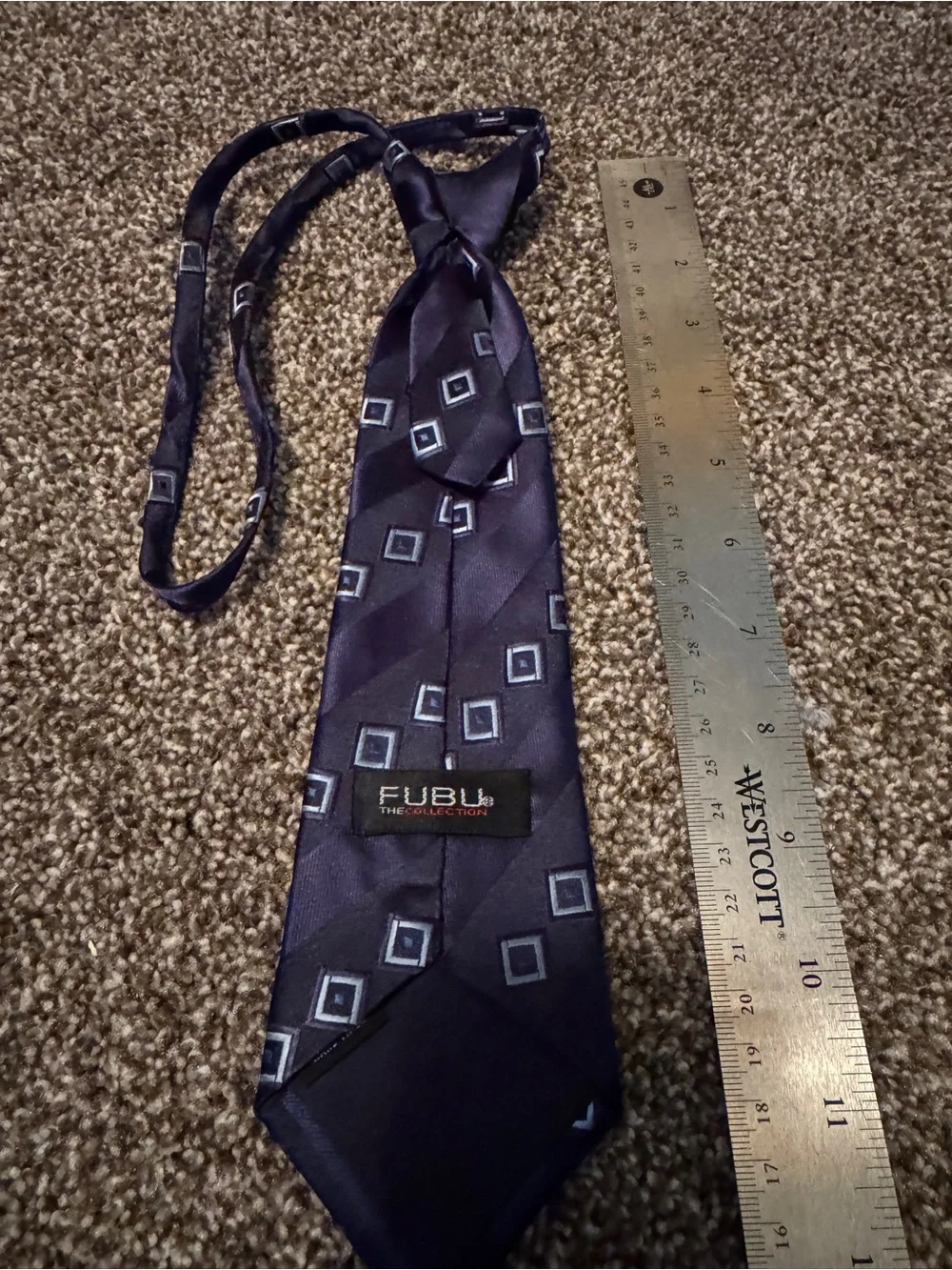 FUBU Navy Blue Geometric Kids Pre-tied Necktie. Never worn